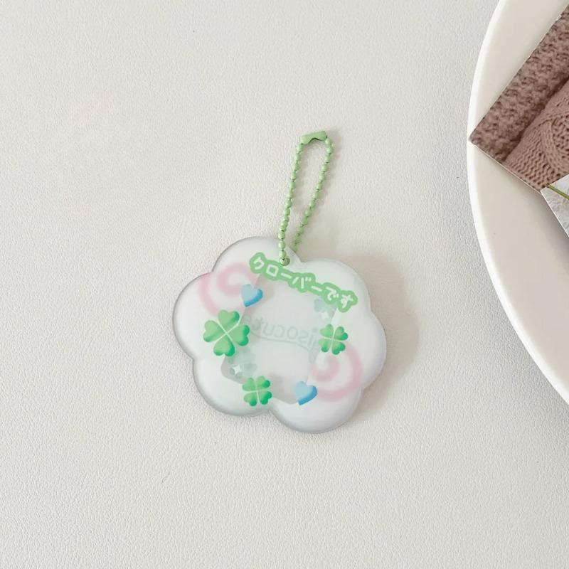 Clover Card Cover, One Inch Student Id Photo Decoration Pendant Key Chain Photo Frame Protection Card Cover