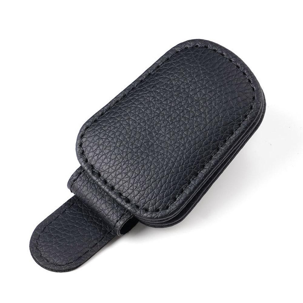 Durable Car Sun Visor Glasses Holder Clip PU Leather Sunglass Mount Organizer Interior Trim For Eyewear Cards Tickets