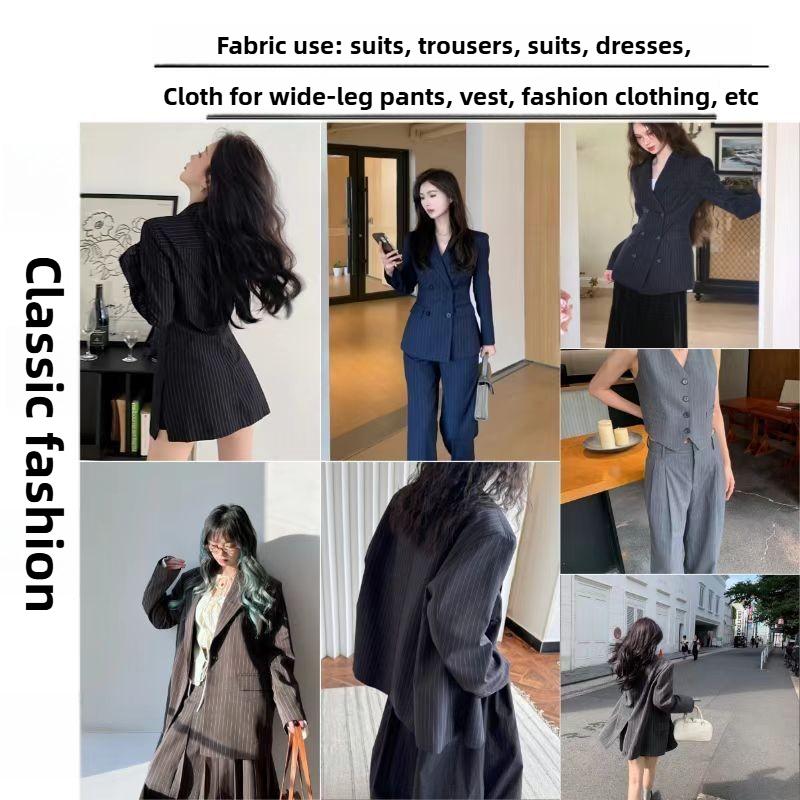 Klassischer Streifenanzugstoff Knitterfest pro Meter für Hosen Röcke Uniformen DIY Nähstoff Hängend Elastizität Weiß Rot