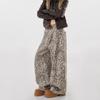 Unisex Retro Leopardenmuster Weite Hosen - Bodenlang, Lässige Scheren-Cut Hose für Trendigen, Entspannten Streetstyle.