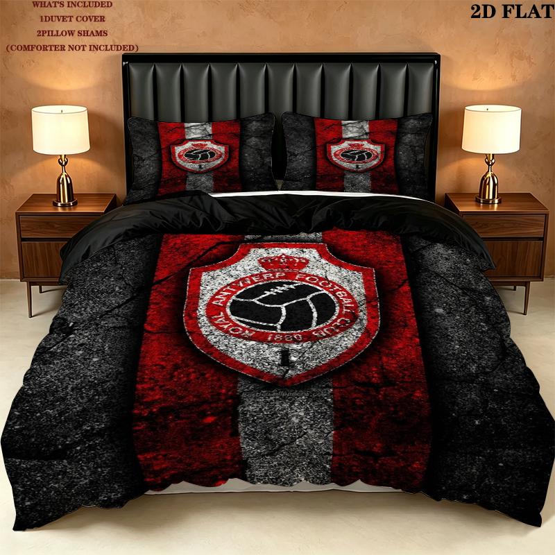 Royal Antwerp Fc Pattern Bedding uilt Set uilt Cover Pillowcase Home Decoration Birthday Gift (1 * duvet cover + 2 * pillowcase without core)