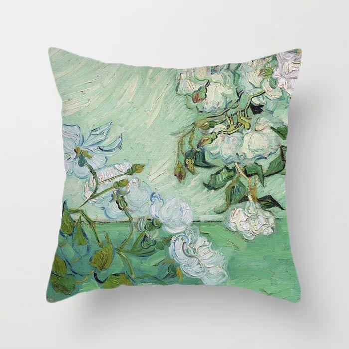 Van Gogh Painting Pattern Square Polyester Pillowcase, Sofa Living Room Decorative Cushion Cover, Bedroom Bedside Pillow Cover