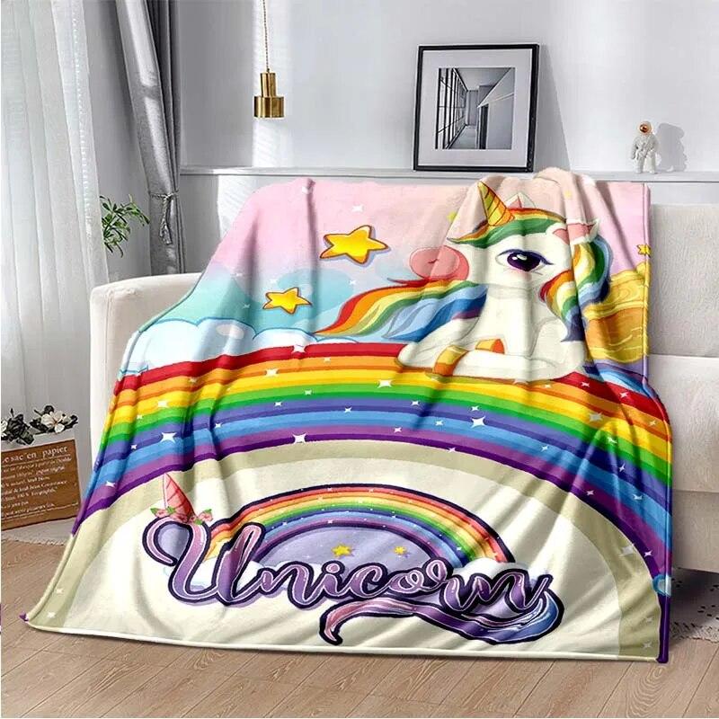 Cute Pink Unicorn Throws Blanket Sofa Blanket  Bedroom Living Room Decoration Blanket for Bed Picnic Blanket Throw Blanket