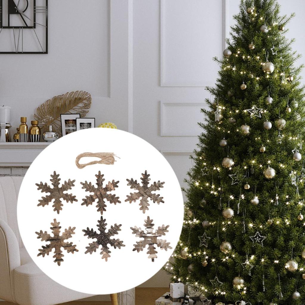 6 Pack Wooden Christmas Hanging Ornaments for Window Living Room Bedroom Farmhouse Decor