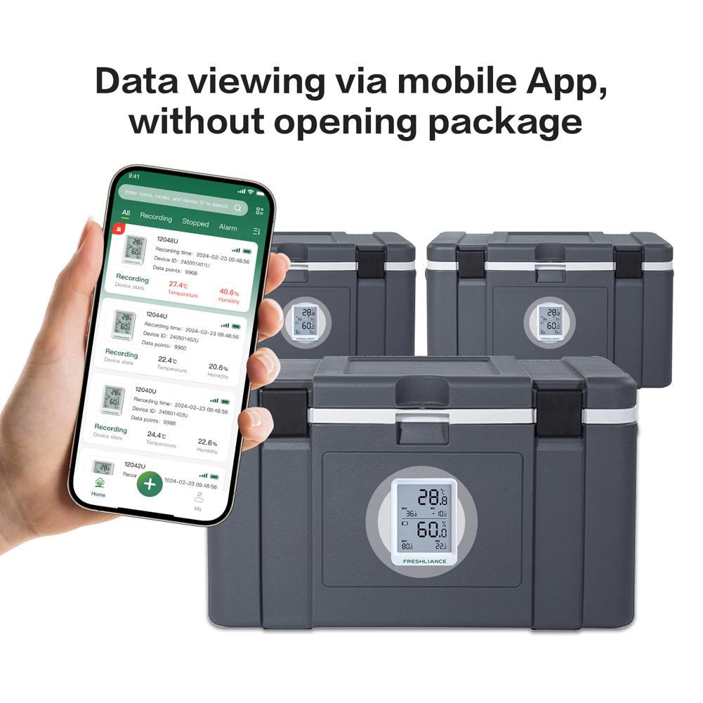 BT Temperature and Humidity Recorder Fruit Cold Storage Coldchain Transportation Temperature Logger Mobilephone APP Control