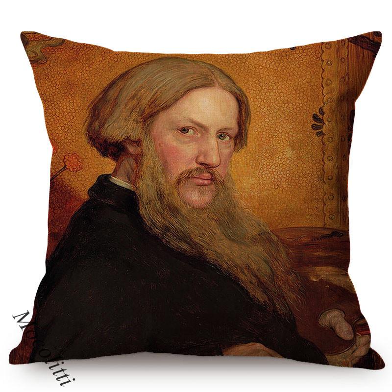 Vintage Nordic Celebrity Oil Painting Cushion Cover Chic Woman King George Self Portrait Sofa Decoration Pillow Case Kussenhoes