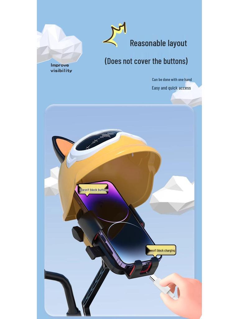 Compact Phone Mount with Sunshade for Motorcycles, Scooters, and Bicycles - Ideal for Delivery Riders and All-Weather Navigation.