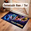 Space Cosmic Theme Crystal Velvet Floor Rug Personalized Custom Name Text Warm Carpet Home Decoration