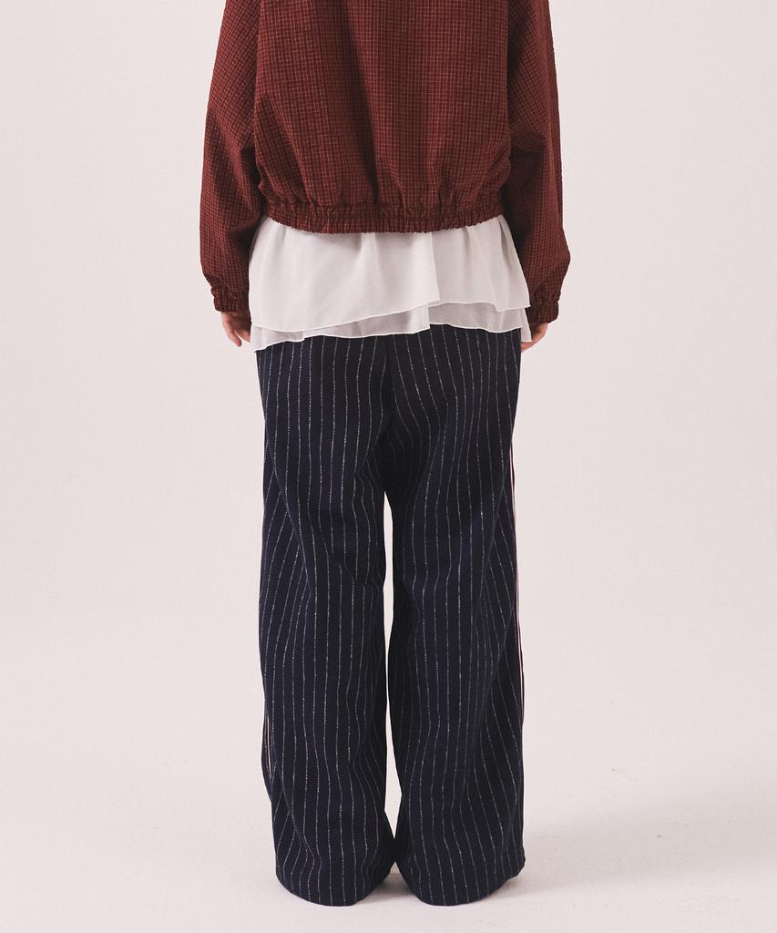 Minasu Mns Pinstripe Wide Brushed Pants_Navy