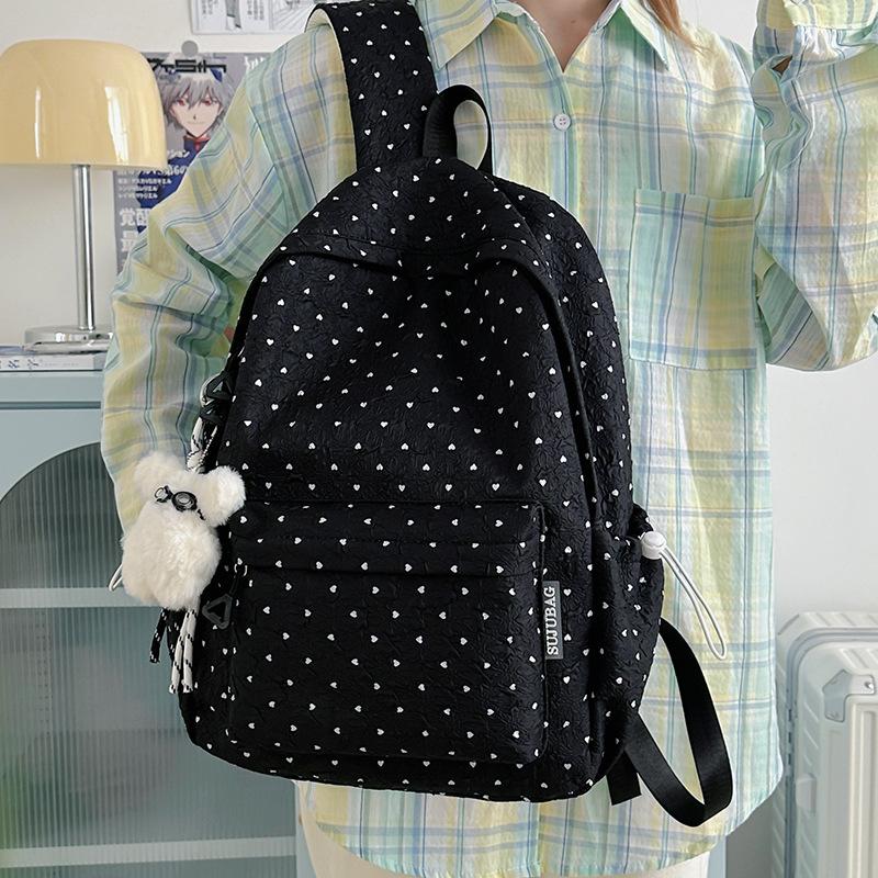 Small fresh schoolbag female love polka dot junior high school student large capacity backpack high value student schoolbag