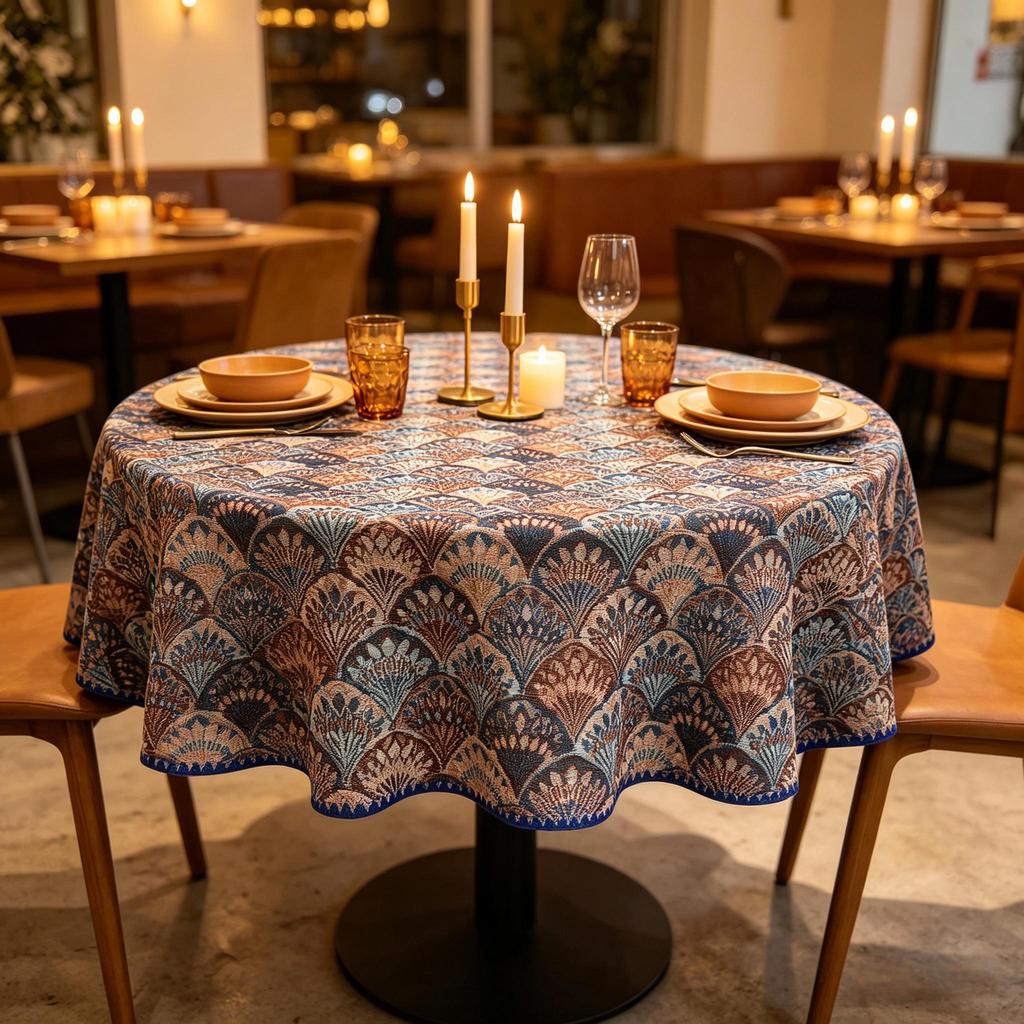 Dining Kitchen Indoor Furniture Protection Washable Fabric Round Table Cloth