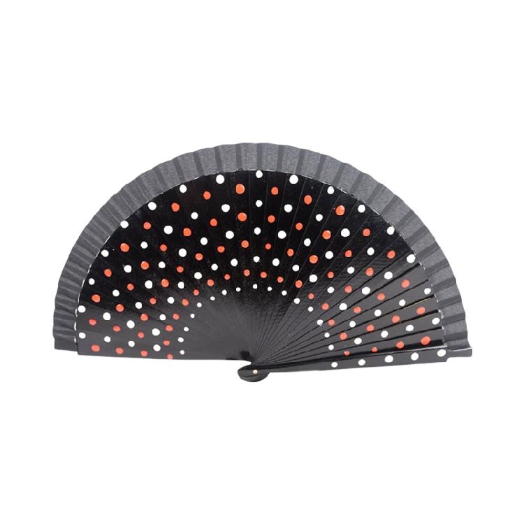 Flamenco Spanish Hand Fan Vintage Dots Pattern 23cm Elegant Wood Folding Fan for Dancing Performances Party Decoration