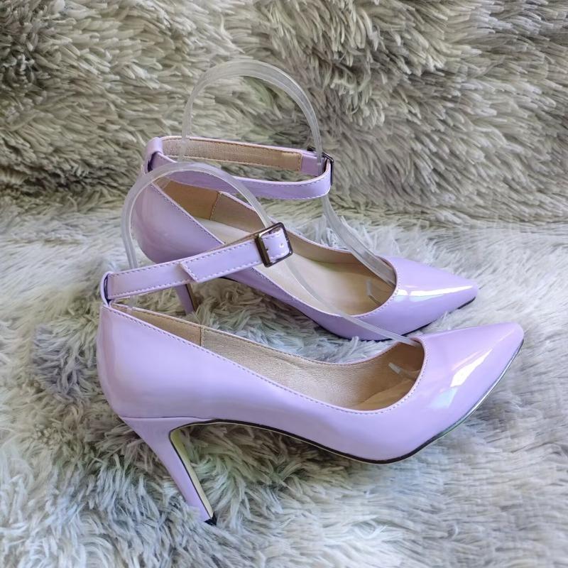 

Women Pumps Stilettos Spring Brand Design Sexy Pointed Toes 8cm Mid High Heels Classic Office Black Red Dress Wedding Shoes 42 лавандовий