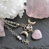 Pink Quartz Heart Triple Moon Necklace