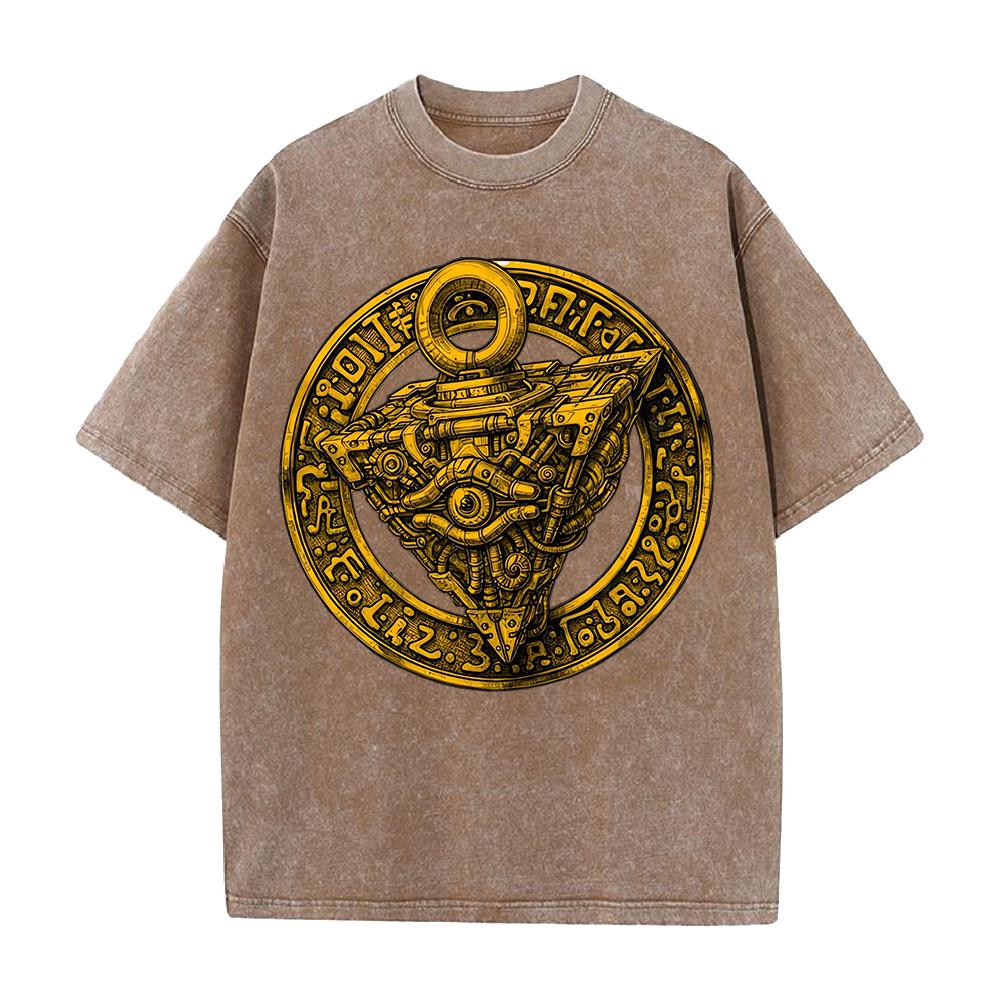 Graphic T-shirt Anime Washed Oversized T Shirt Men's Clothing Summer Pure Cotton Tees Tops