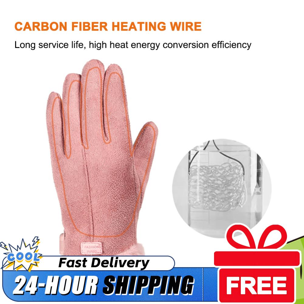 Men Women Thermal USB Warm Hand Heating Gloves Cycling Gloves Full Finger Touchscreen Road Mountain Bicycle Skiing Hiking Gloves