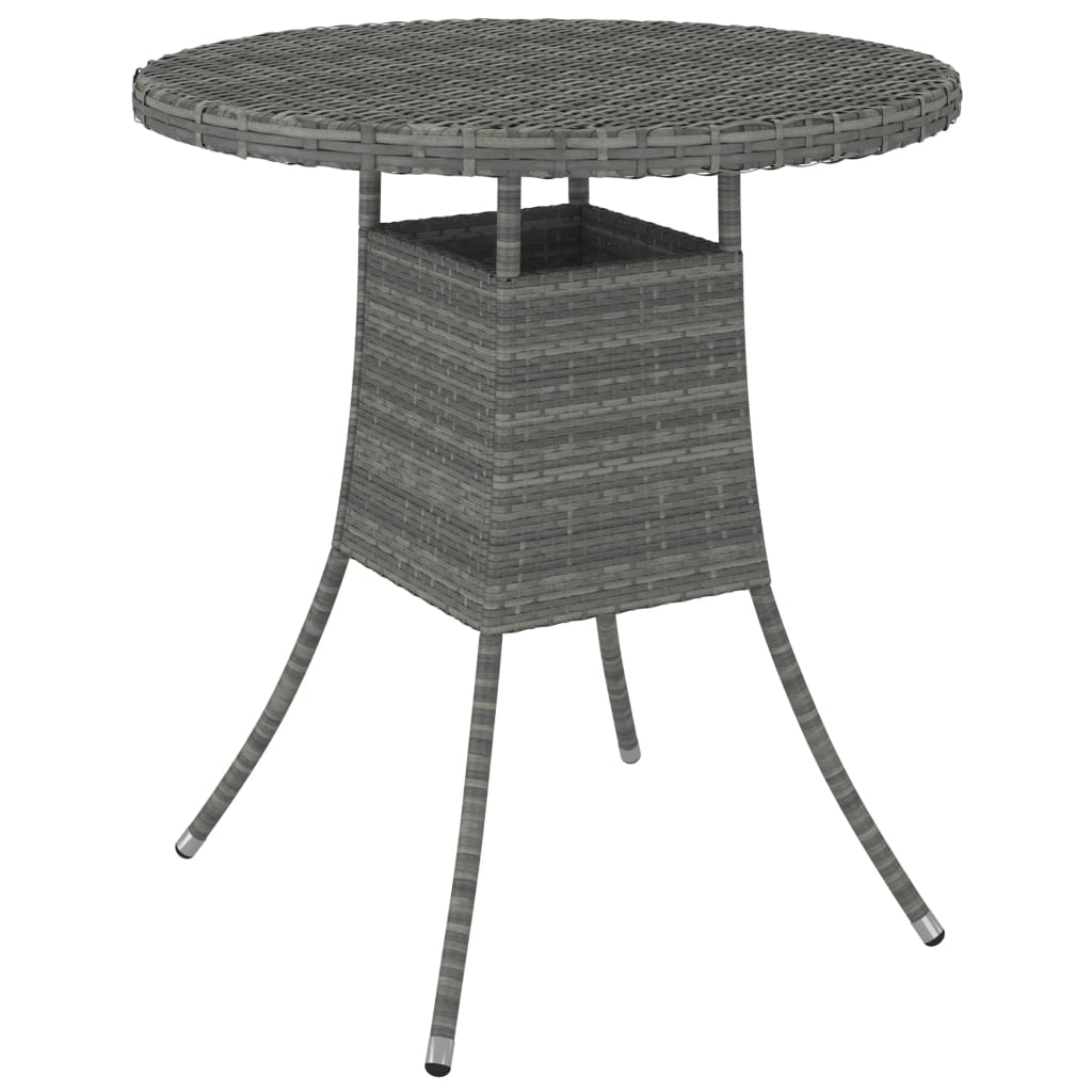 Garden Table Gray 70x70x73 Cm Poly Rattan