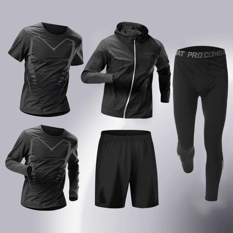 T5J Men's Quick-Dry Fitness Set: Running, Basketball, Football Training - Breathable, High-Elastic Sportswear for Autumn