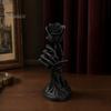 Dark Romantic Figurine Skeleton Hand Holding Rose Ornament, 3D Printed Gothic Aesthetic Exquisite Detailed Art Niche Decor, Stable Base Compact