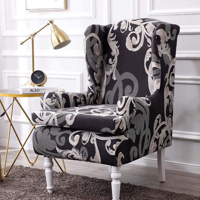 Sell -Nordic 2pc /Set Arm King Back Sofa Chair Cover Elastic Armchair Wingback Wing Dining Sofa Back Chair Cover Stretch Protector