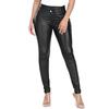 Pantalon skinny taille haute en similicuir pour femme, extensible, coupe slim, style motard, pantalon décontracté