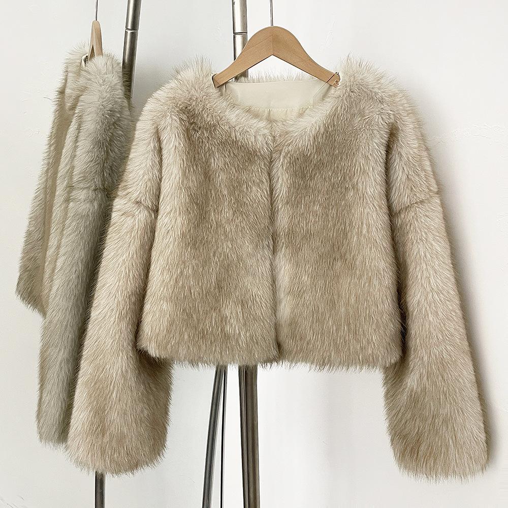 

Artificial Fur Eco-friendly Fur Jacket Short Casual Street Imitation Fox Fur Grass Women s Clothing S