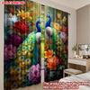 2D flat printing 2pcs Window Treatment Curtains Colorful Peacocks Among Flowers Digital Printed Polyester Drapes Seasonal Party