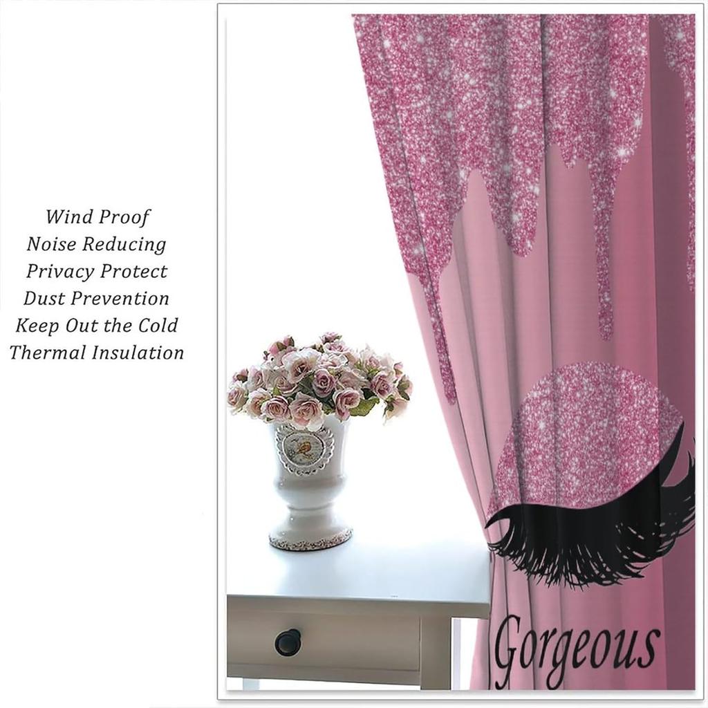 Gorgeous Curtains,Modern Fashion Unicorn Eyelash(No Glitter No Sequin) Curtains for Girls Bedroom Living Room Window Drapes