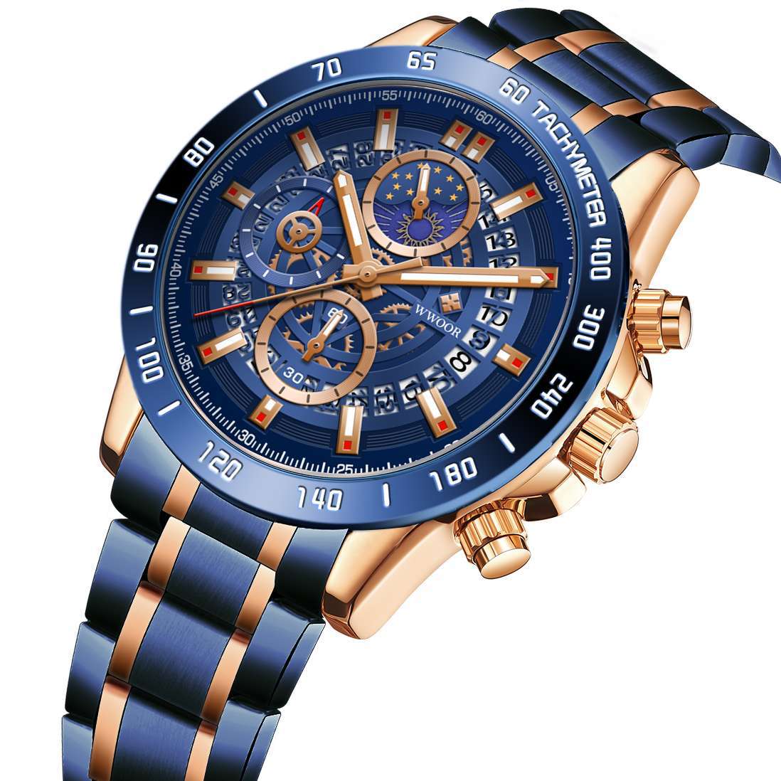 

WWOOR Мужские спортивные деловые мужские часы Водонепроницаемые модные кварцевые часы