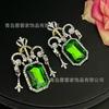 Antique Earrings Luxurious Grandmother Emerald Exaggerated Retro Fashion High-end Vintage