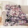 cute dog cartoon nonomochi pink Blanket Flannel warm comfort  soft plush blanket for sofa living room office bedroom travel gift