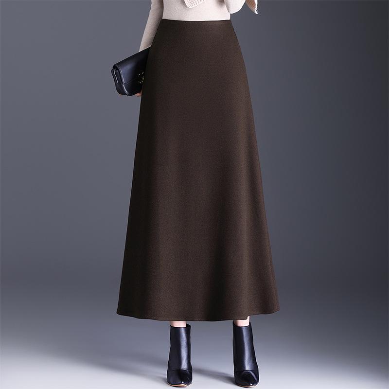 Elegant High-Waisted Fishtail A-Line Midi Skirt - Winter 2025 Slimming Style 3XL кофейный