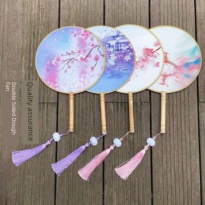 Double-Sided Traditional Fan, Ancient Style Fan, Dance Fan, Round Fan, Runway Show Fan, Hanfu Classical Costume Female Performance Fan