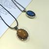 Geometric Shell Pendant With Synthetic Turquoise And Natural Purple Crystal For Fashion Jewelry