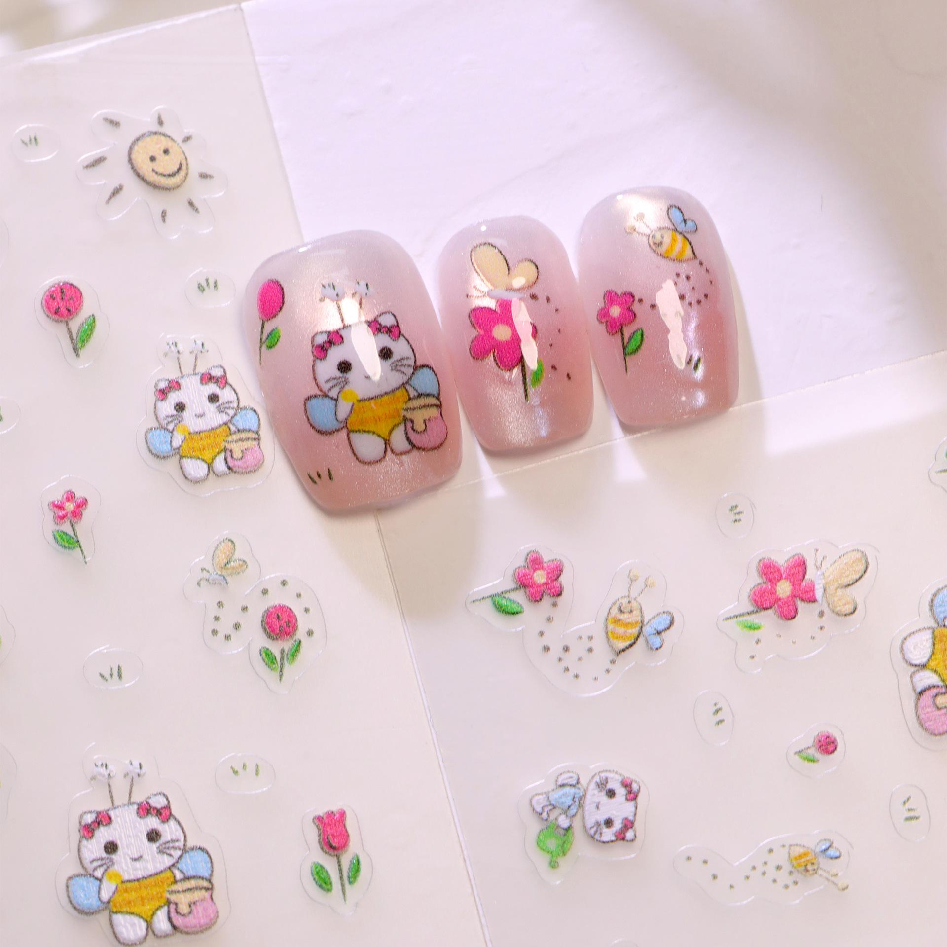 Милый и очаровательный мультяшный стикер для ногтей hello kitty кошка стикер для маникюра японский стиль стикер для маникюра ST130