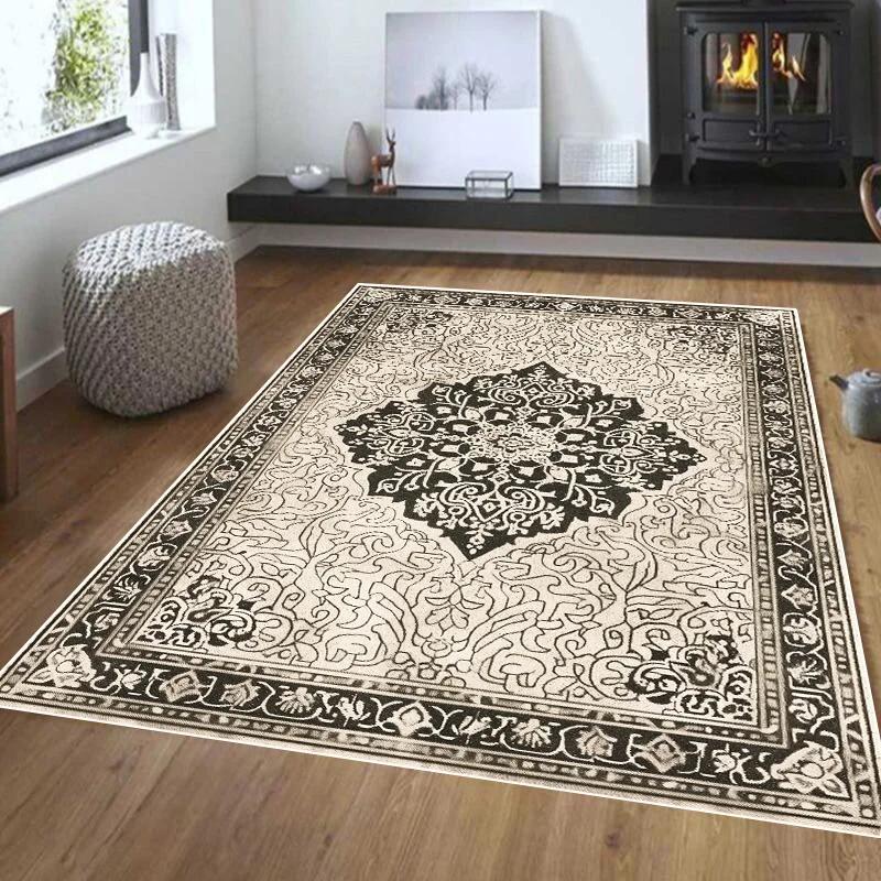 Retro Ethnischer Teppich Türkischer Perserteppich für Wohnzimmer Dekorativ Bettseite Schlafzimmer Vintage Bodenmatte Eingang Fußmatte Teppich
