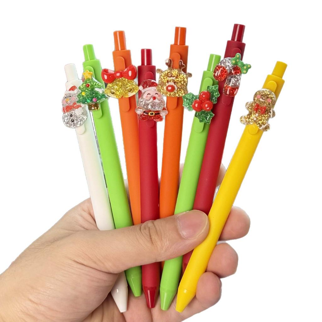 10Pcs Creative Cartoon Multicolor Santa Claus Series Patch Press Ballpoint Pen School Office Supplies Prize Gift Writing Tools Holiday Gift Novelty St