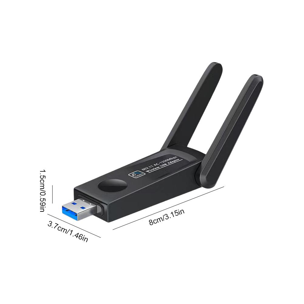 1200Mbps USB 3.0 Wireless Network Card Dual Band 2.4G 5Ghz WiFi Dongle Dual Antenna Lan Ethernet Adapter for Desktop Laptop