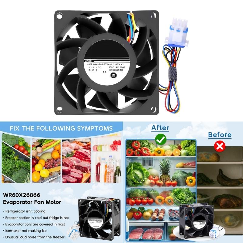 13.6V 0.16A WR60X26866 Refrigerator Fan Motor Assembly For WR60X10356 WR60X10357 WR60X26033 Replacement Housing
