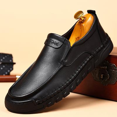 Mode Hommes Couche supérieure Cuir de vache Nouveau Style Semelle souple Surface souple Antidérapant Hommes Chaussures décontractées en cuir Bureau Navetteur Affaires Chaussures en cuir