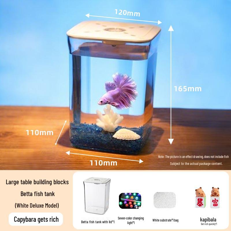 Acvariu Mini de Birou pentru Pești Luptători Siamezi - Betta Micro-Peisaj Acvatic Decor Acvariu.