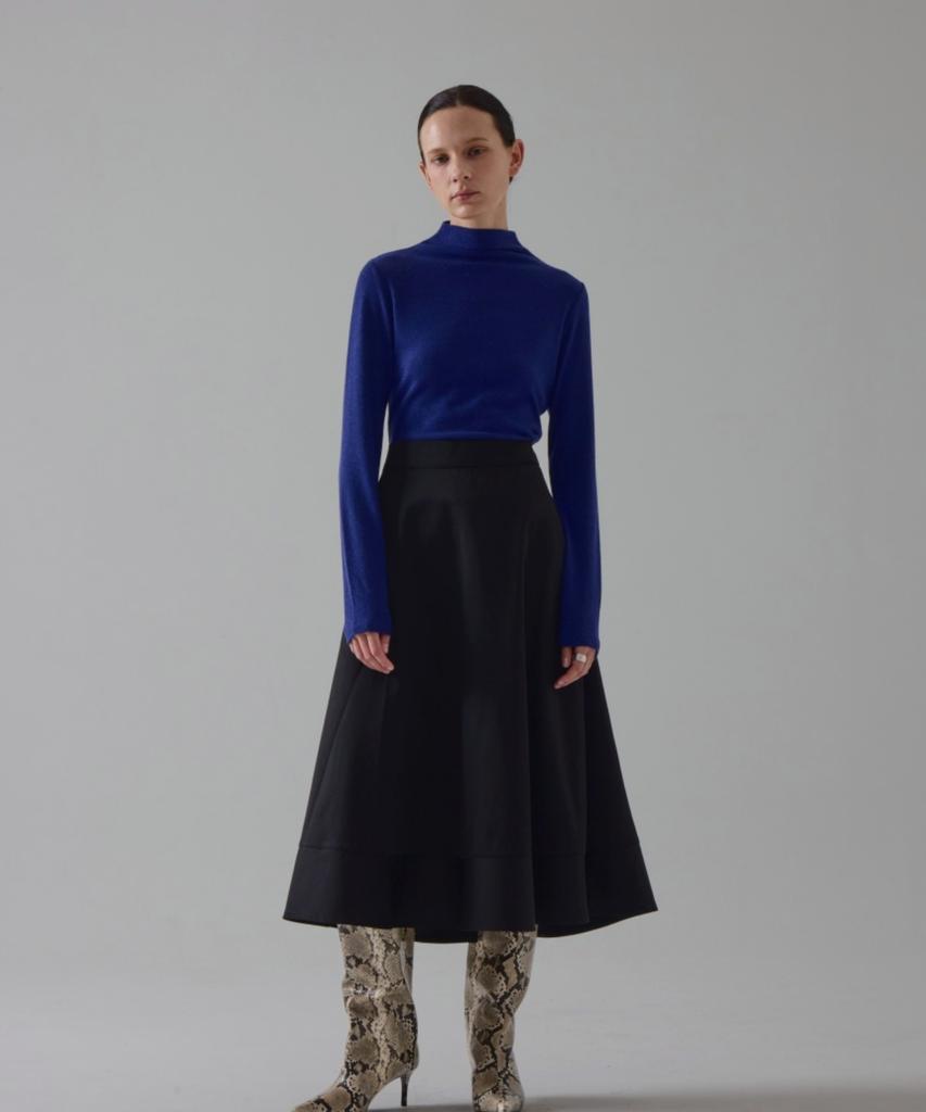 Owaiwai Flare Full Elastic Skirt_Black