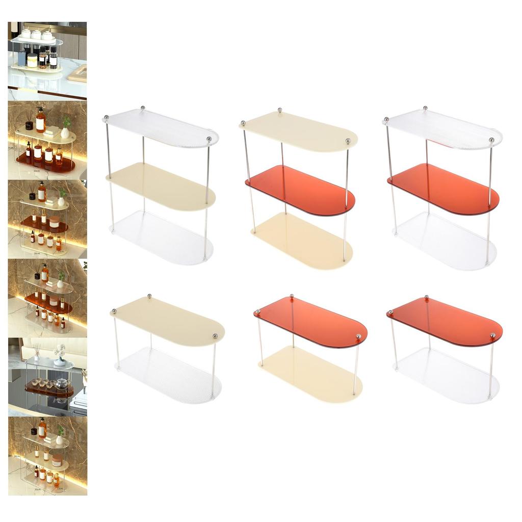 Organizer Acrylic Tray Makeup Perfume Stand Vanity Shelf Cosmetic Rack With Iron Body And