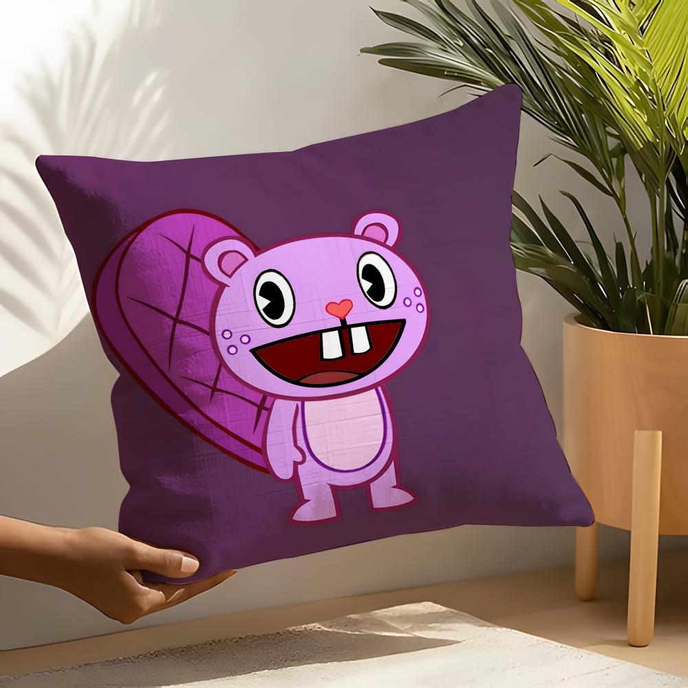 Cute Cartoon HHappy Tree Friends Linen Cushion Covers For Decorative Sofa Home Pillows Case Car Chair Pillows Cases