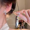 Korean Micro-inlaid Zirconium Pearl Pentagram Earrings Women's Niche Design Temperament Earrings New Ear Jewelry