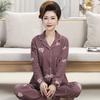 Middle-aged women's 100% pure cotton pajamas women's summer long-sleeved pajamas middle-aged and elderly mother loungewear thin suit