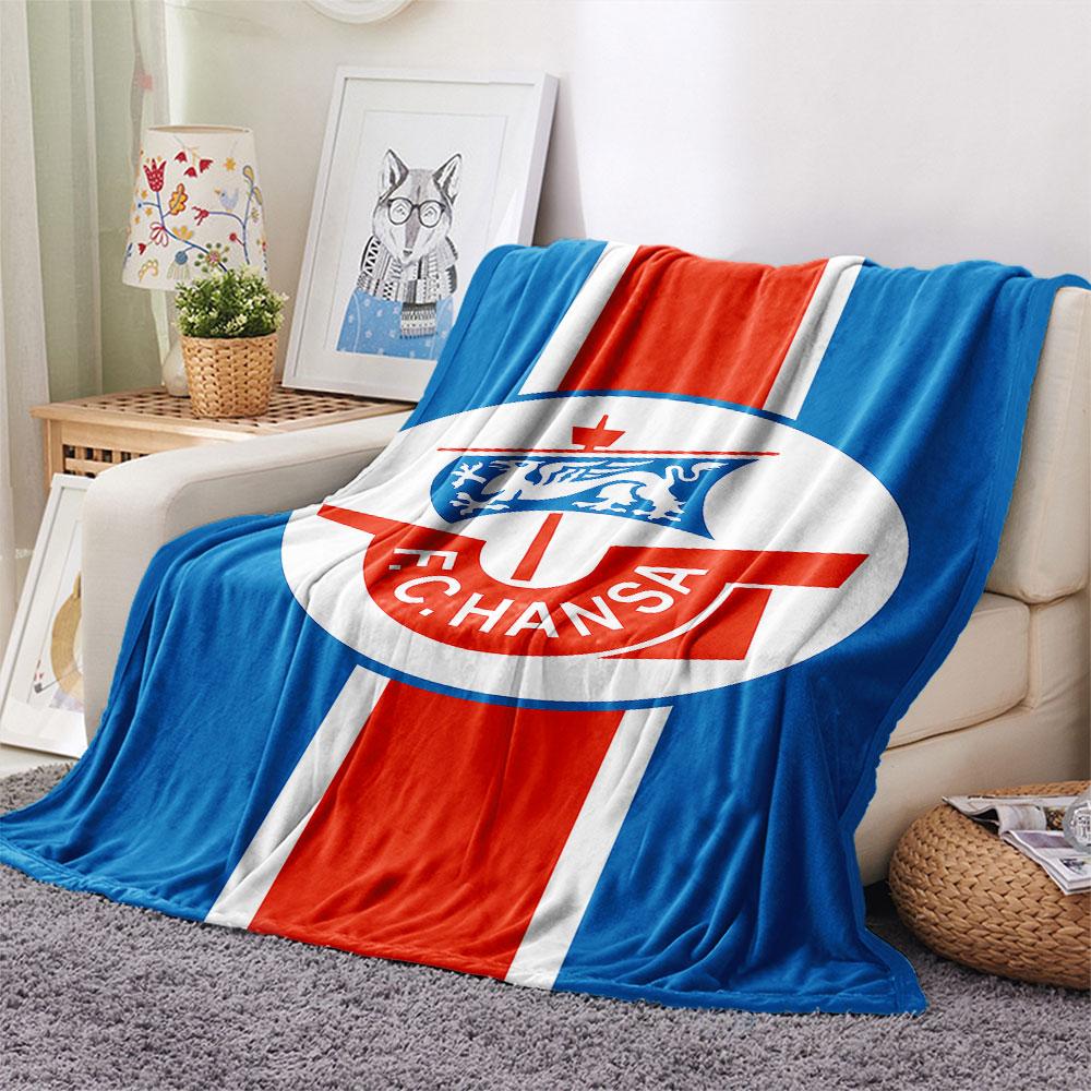 1PC FC Hansa Rostock Patterned Flannel Blanket Suitable For All Seasons for Home Decor Warmth and Comfort Gifts Holiday Present