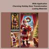 Polyester Cloth Christmas Door Cover 35.4x70.8inch Santa Claus Design Backdrop 2D Flat Front Door Christmas Cover For Party