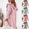 Solid Color Long Sleeve Women Cardigan Autumn Winter Two Buttons Hooded Sweater Coat Outerwear