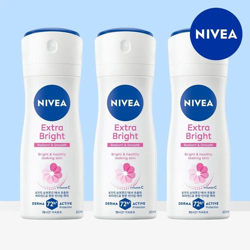 

NIVEA Deodorant Spray Extra Bright 60ml 3-pack